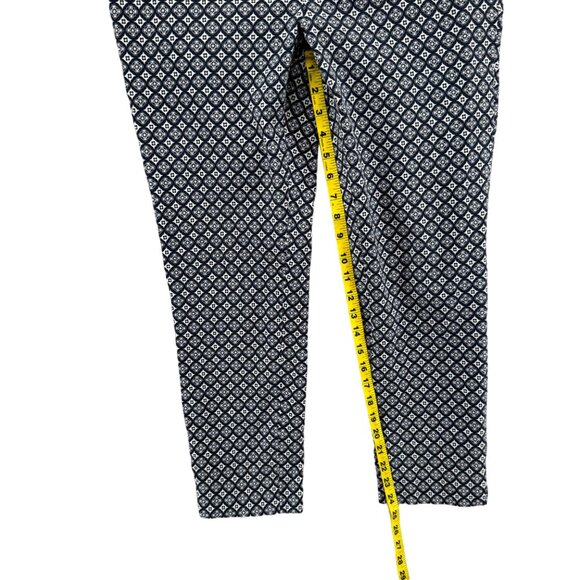 Crown Ivy Printed Ankle Pants Womens Black White Flat Front Stretch Size 8P - Picture 7 of 9